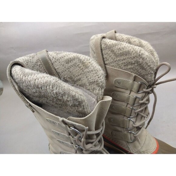 Sorel Boots Women's Size 8 Joan Of Arctic Winter Snow Tan Orange Leather - Picture 11 of 13